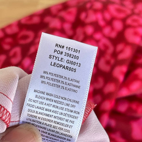 Good American Red Pink Leopard Satin Pajama Pants Drawstring Waist Size 4 (XL) - Picture 5 of 10